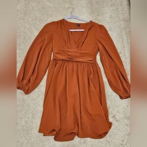SHEIN Rust Orange Long Sleeve Dress